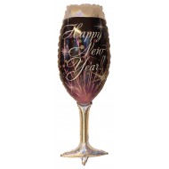 Happy New Year Champagne Glas folie ballon 36"/90cm (u/helium)